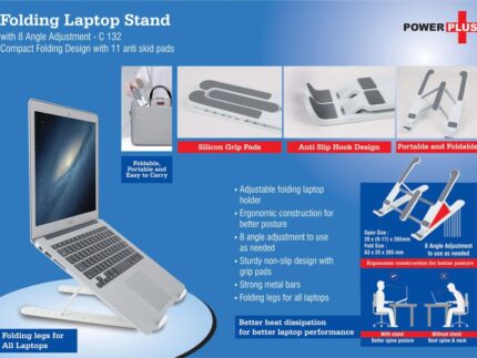 C132 – Folding Laptop stand with 8 angle adjustment | Compact... - Image 2