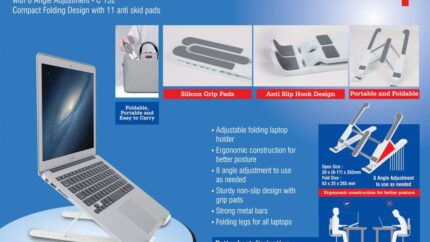 C132 – Folding Laptop stand with 8 angle adjustment | Compact... - Image 3
