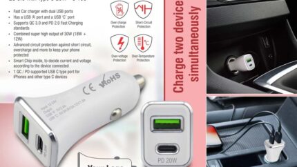 C155 – Fast car charger with USB C port | QC 3.0 withType C 20W –... - Image 3