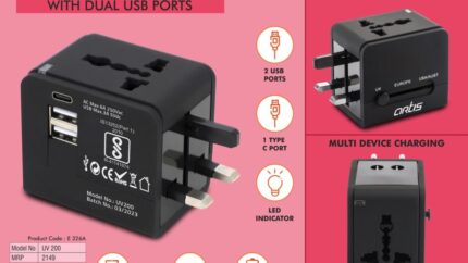 E326a – Artis Universal travel adaptor with Dual USB ports (UV200)... - Image 3