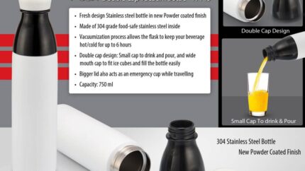 H140 – Pearl Double cap Vacuum bottle in powder coated finish... - Image 3