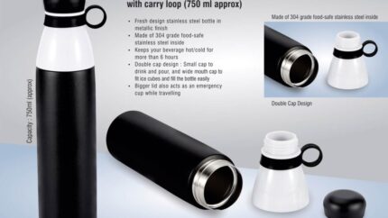 H165 – Pearl Double cap Vacuum bottle in metallic finish with... - Image 3