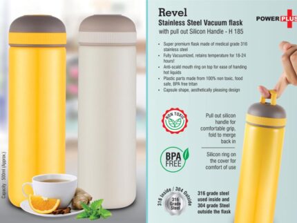 H185 – Revel Stainless Steel Vacuum flask with pull out Silicon... - Image 2