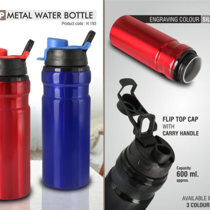 H193 – Flip top Metal water bottle (600 ml approx) – Best... - Image 2
