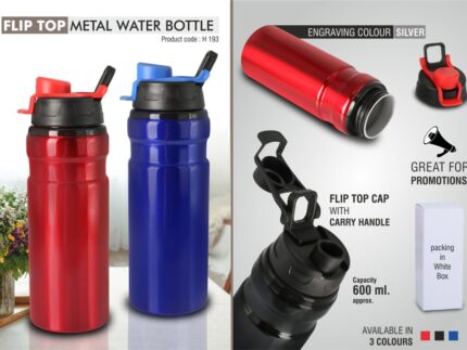 H193 – Flip top Metal water bottle (600 ml approx) – Best... - Image 3