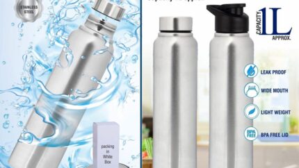H200 – Straight steel bottle Natural | Capacity 1L approx – Best... - Image 3