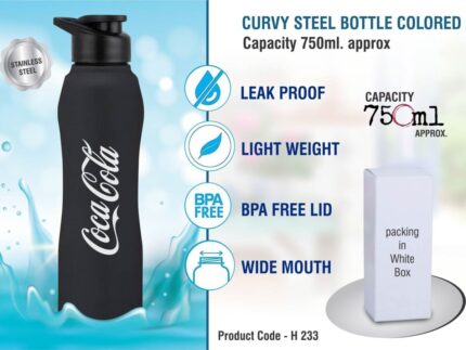 H233 – Curvy steel bottle Colored | Capacity 750ml approx – Best... - Image 3