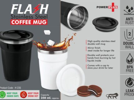 H235 – Flash: Stainless Steel Coffee mug | 4 panel design | Leak...