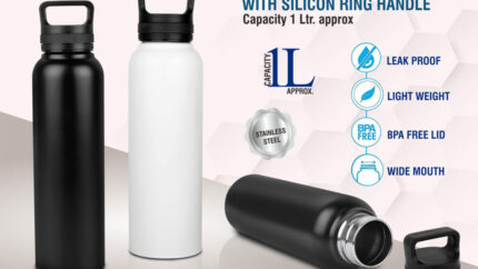 H239 – Steel bottle with silicon ring handle | Capacity 1000 ml... - Image 4