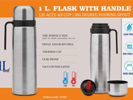 H259 – 1L Flask With Handle | Lid acts as cup | 360 degree pouring... - Image 3