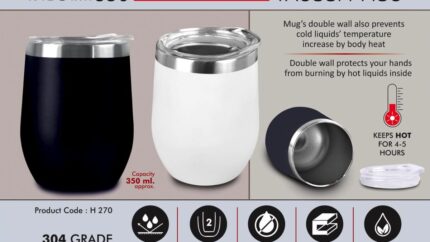 H270 – Plum 350: Double wall Vacuum Mug | 304 grade steel |... - Image 3