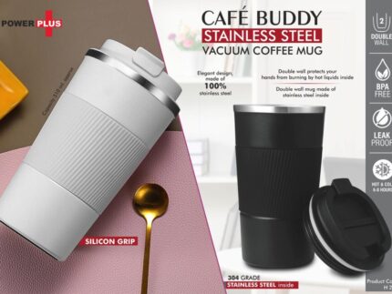 H274 – Cafe Buddy: Stainless Steel Vacuum coffee mug with Silicon... - Image 2