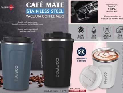 H276 – Cafe Mate: Stainless Steel Vacuum coffee mug | Premium Flip... - Image 2
