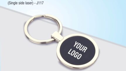 J117 – Round metal keychain in Black finish (single side laser) –... - Image 3