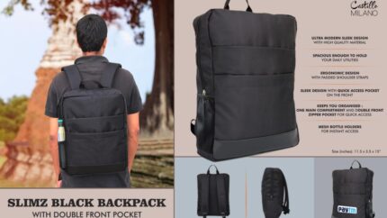 S06 – Slimz black backpack with double front pocket – Best... - Image 3