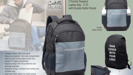 S23 – Flow: 3 pocket Designer laptop bag with double bottle pocket... - Image 3