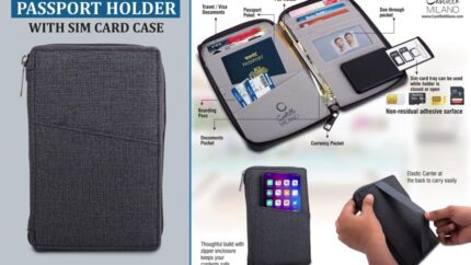 S33 – All in 1 Zipper Passport holder with Sim card case- Gray –... - Image 3