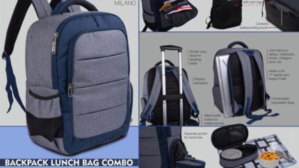 S35 – Backpack Lunch bag kit combo : Backpack with Lunchbox, 2... - Image 3