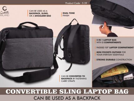 S39 – Convertible Sling Laptop Bag | Can be used as a backpack |... - Image 2