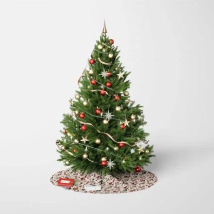 Santa Pattern Christmas Tree Skirt  , Tree Collar - Image 3