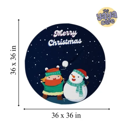 Boy and Snowman Xmas Tree Skirt , Tree collar - Image 4