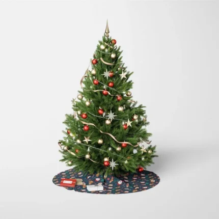 Santa And Reindeer Pattern Tree Skirt , Tree collar - Image 3