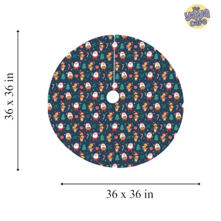 Santa And Reindeer Pattern Tree Skirt , Tree collar - Image 4