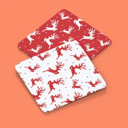 Christmas with Reindeer Santa Claus Coasters - Image 2