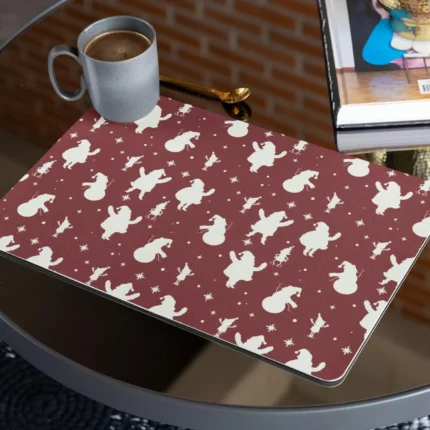 Dancing Snowman Santa Christmas Table Runner and Mat Set - Image 2