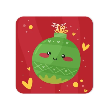 Christmas with Santa Bear Decoration Ball Printed Coasters - Image 3