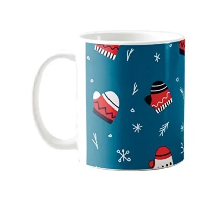 Santa Socks (Blue) Christmas Coffee Mug with Coaster - Image 4