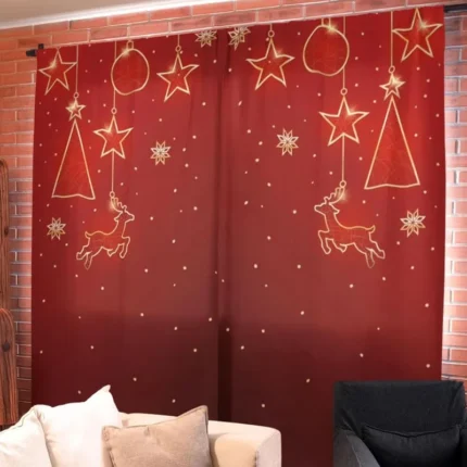 Snow Star Ball Printed Christmas Curtain - Image 5