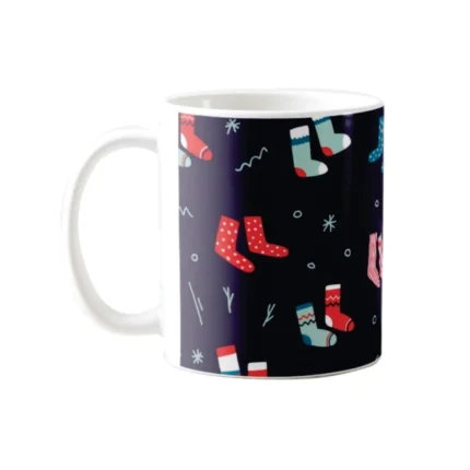 Stocking Snowman Socks Christmas Coffee Mug With Coaster - Image 6