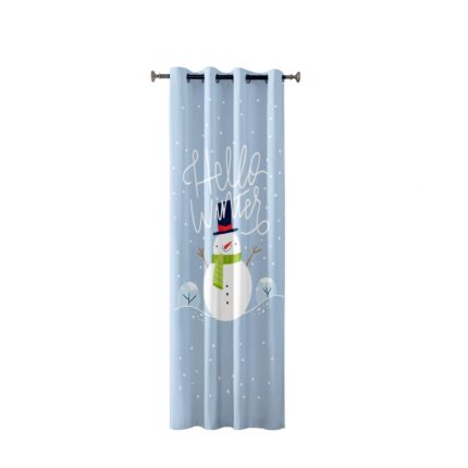 Hello Winter Snowman Christmas Curtain