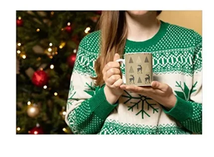 Reindeer Xmas Tree Christmas Coffee Mug With Coaster - Image 3