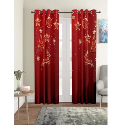 Snow Star Ball Printed Christmas Curtain - Image 4
