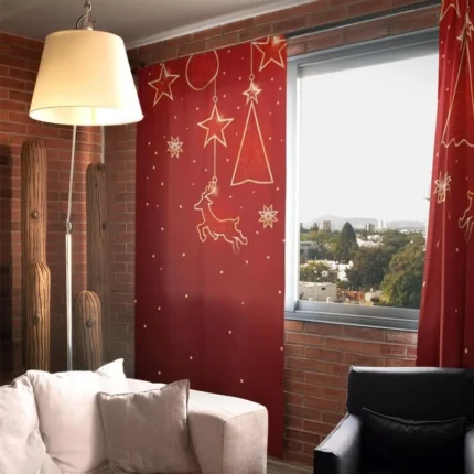 Snow Star Ball Printed Christmas Curtain - Image 3