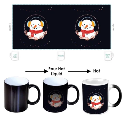 Cute Musical Snow Man Coffee Christmas Mug with Coaster - Image 4