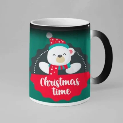 Cute White Bear Coffee Christmas Mug with Coaster
