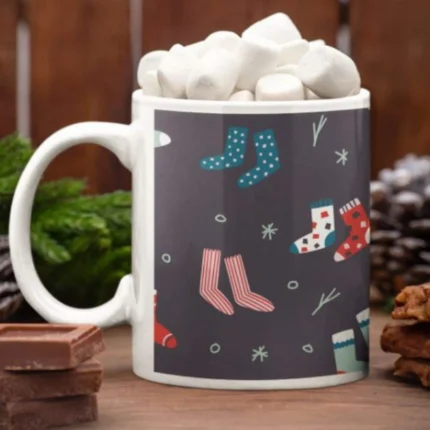 Stocking Snowman Socks Christmas Coffee Mug With Coaster - Image 4
