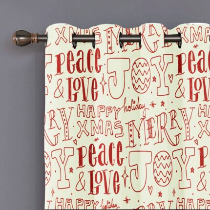 Peace Love Joy Printed Christmas Curtain - Image 2