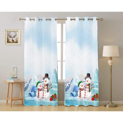 TheYaYaCafe Christmas Digital Printed Velvet Eyelet Door Curtain for Your Home, Living Room, Bedroom, Dinning Hall, Snowman - - Image 2