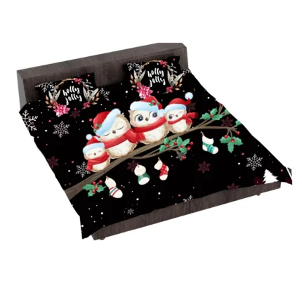 Sitting Owls Christmas Bedsheet - Image 4