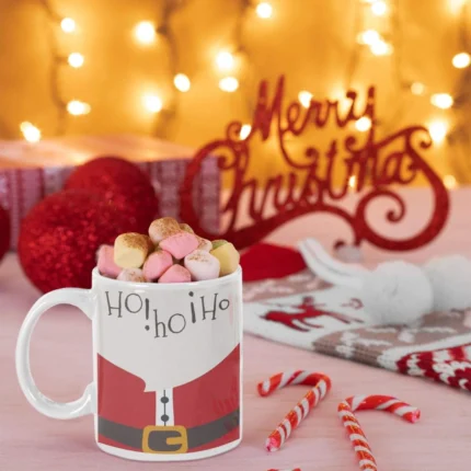 Ho Ho Ho Santa Claus Christmas Coffee Mug with Coaster - Image 2