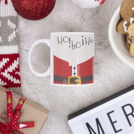 Ho Ho Ho Santa Claus Christmas Coffee Mug with Coaster - Image 3
