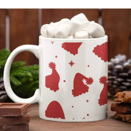 Santa Claus Cap Christmas Coffee Mug with Coaster