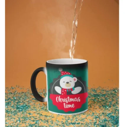 Cute White Bear Coffee Christmas Mug with Coaster - Image 2