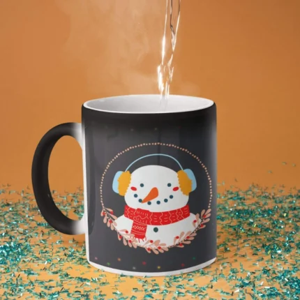 Cute Musical Snow Man Coffee Christmas Mug with Coaster - Image 2