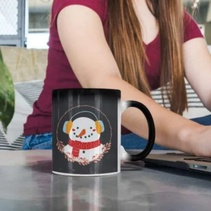 Cute Musical Snow Man Christmas Coffee Mug - Image 3