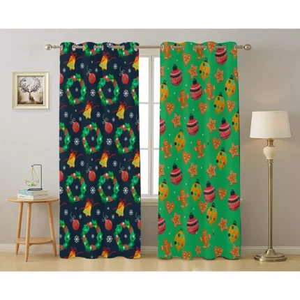Bell And Toy Pattern Christmas Curtain - Image 3